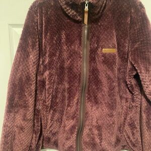 Columbia Suede Furry Burgundy Full-Zip Jacket XL